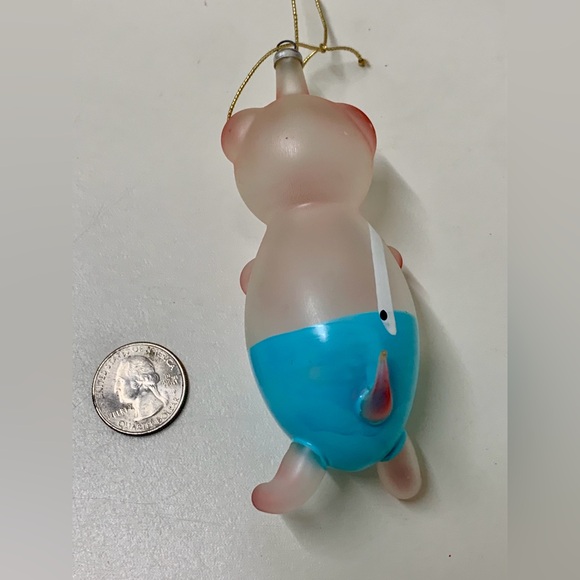 Mid Century Vtg Italian Blown Glass Piglet Christmas Tree Ornament - Picture 7 of 12